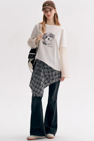 Puppy Painted Tencel Long-sleeve T-shirt