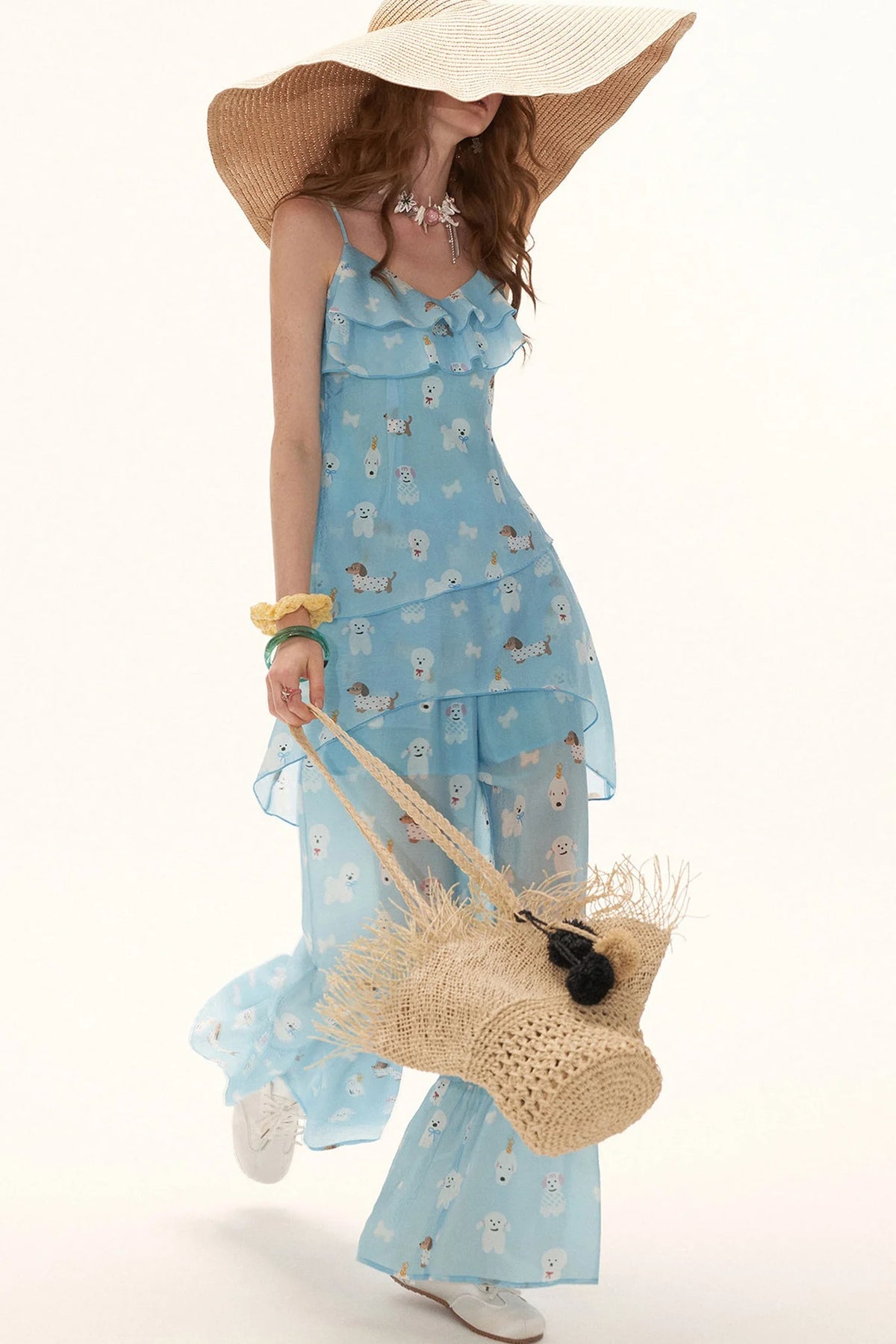 Puppy Print Ruffle Pants Set-Up