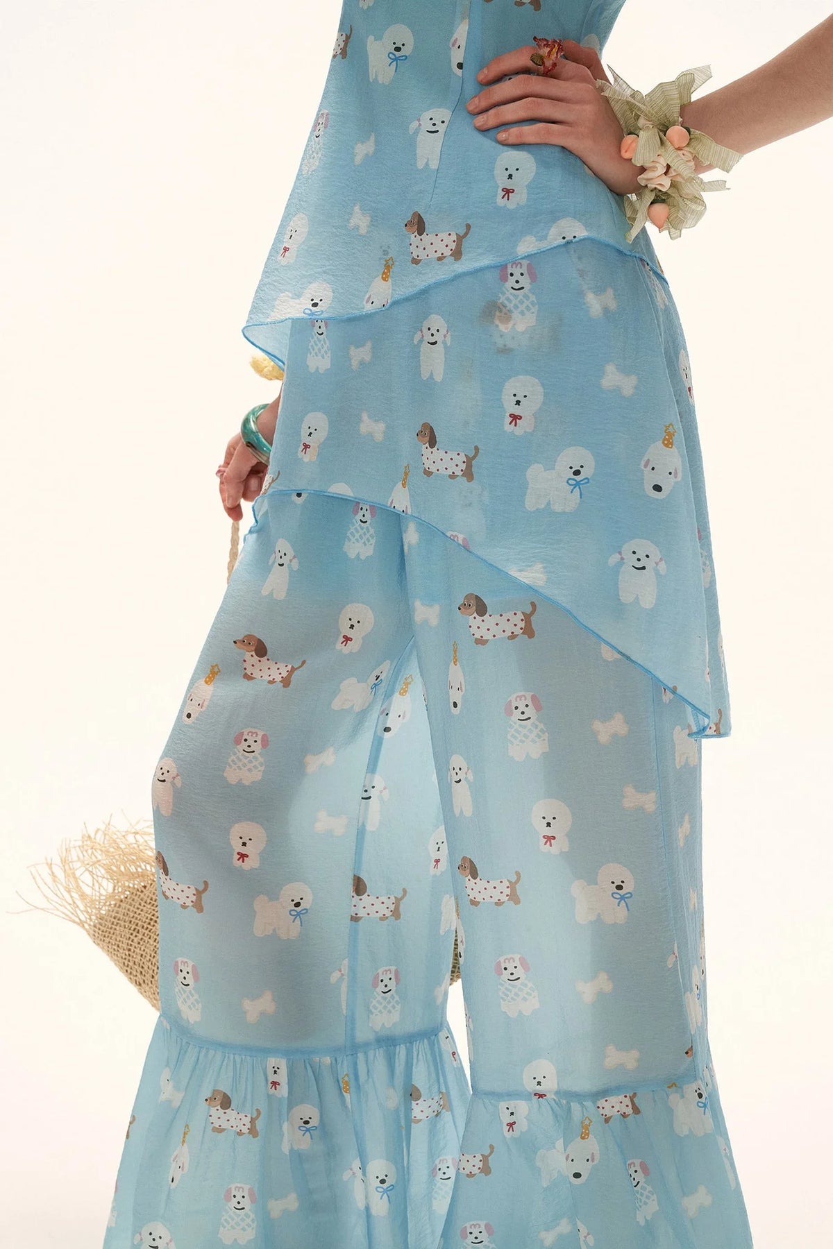 Puppy Print Ruffle Pants Set-Up