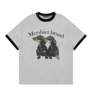 Puppy Shoulder Round Neck Short Sleeve T-Shirt