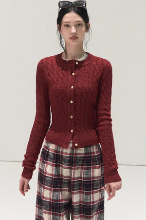 Pure Cotton Plaid Wide-Leg Pants