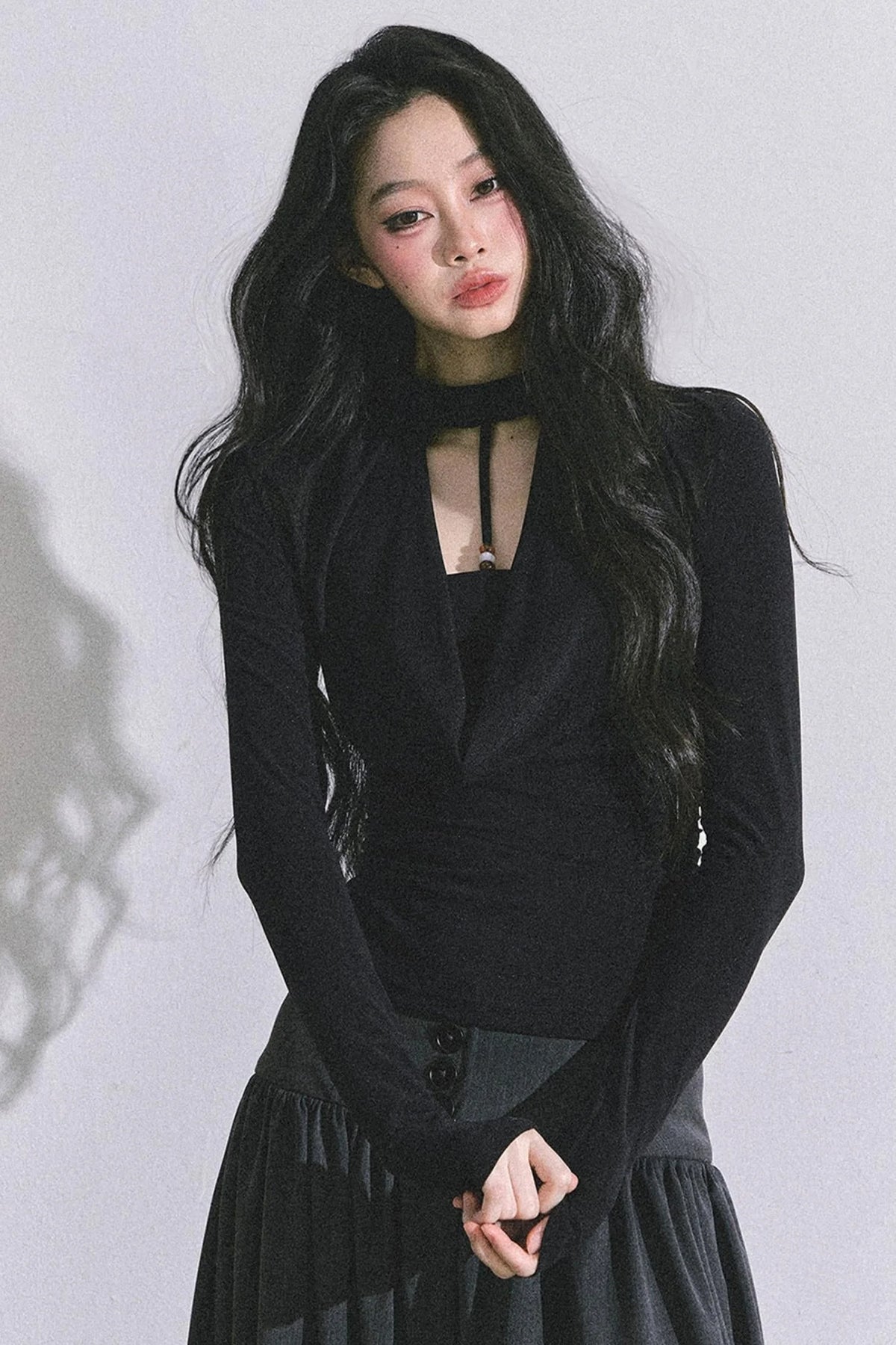 Pure Desire Long-Sleeved Black Top