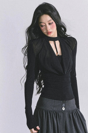 Pure Desire Long-Sleeved Black Top