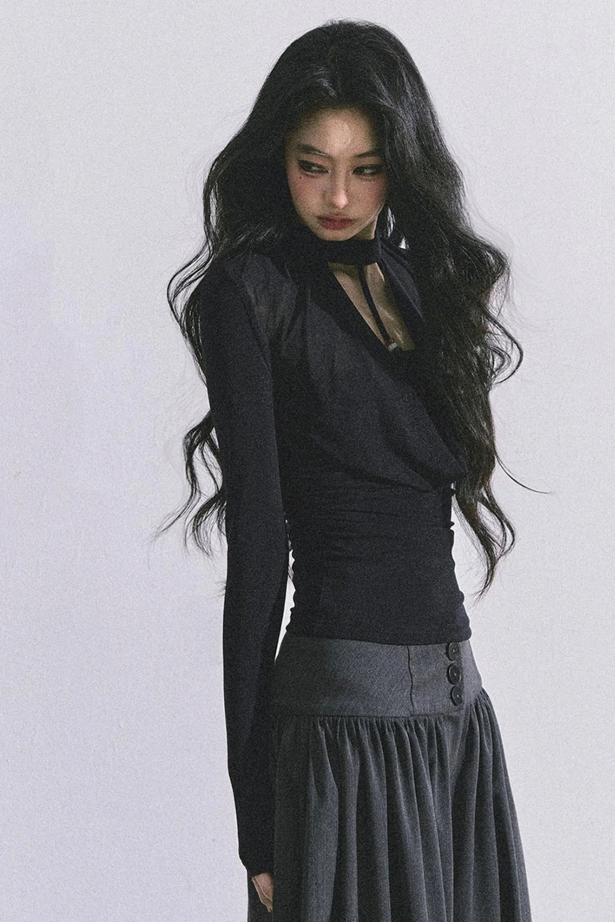 Pure Desire Long-Sleeved Black Top