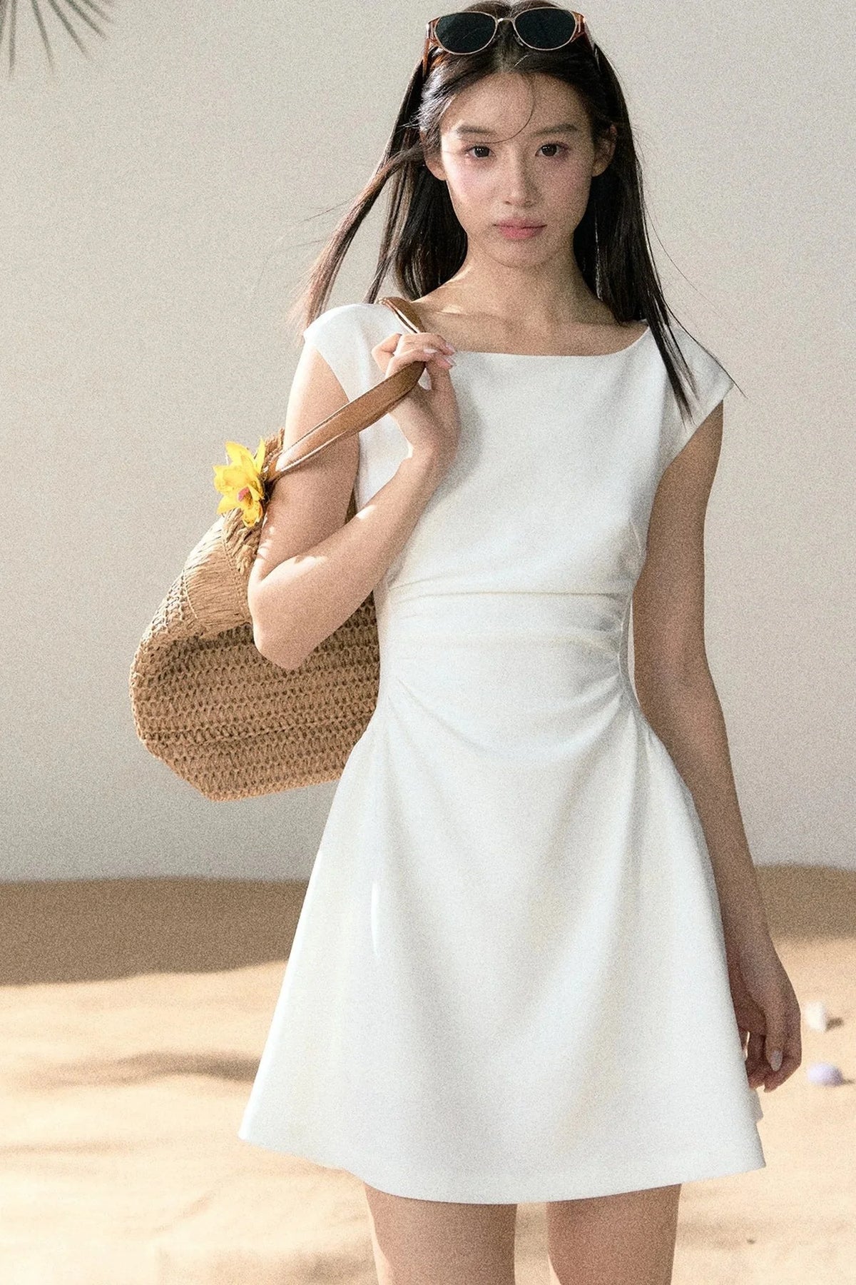 Pure Desire Style White Square Neck Dress
