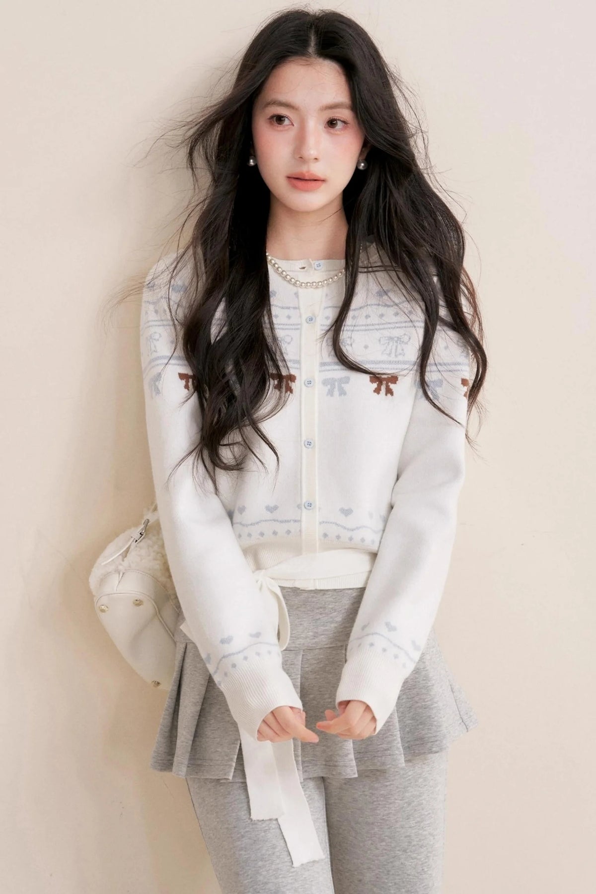Pure Hand-Painted Jacquard Crew Neck Sweater