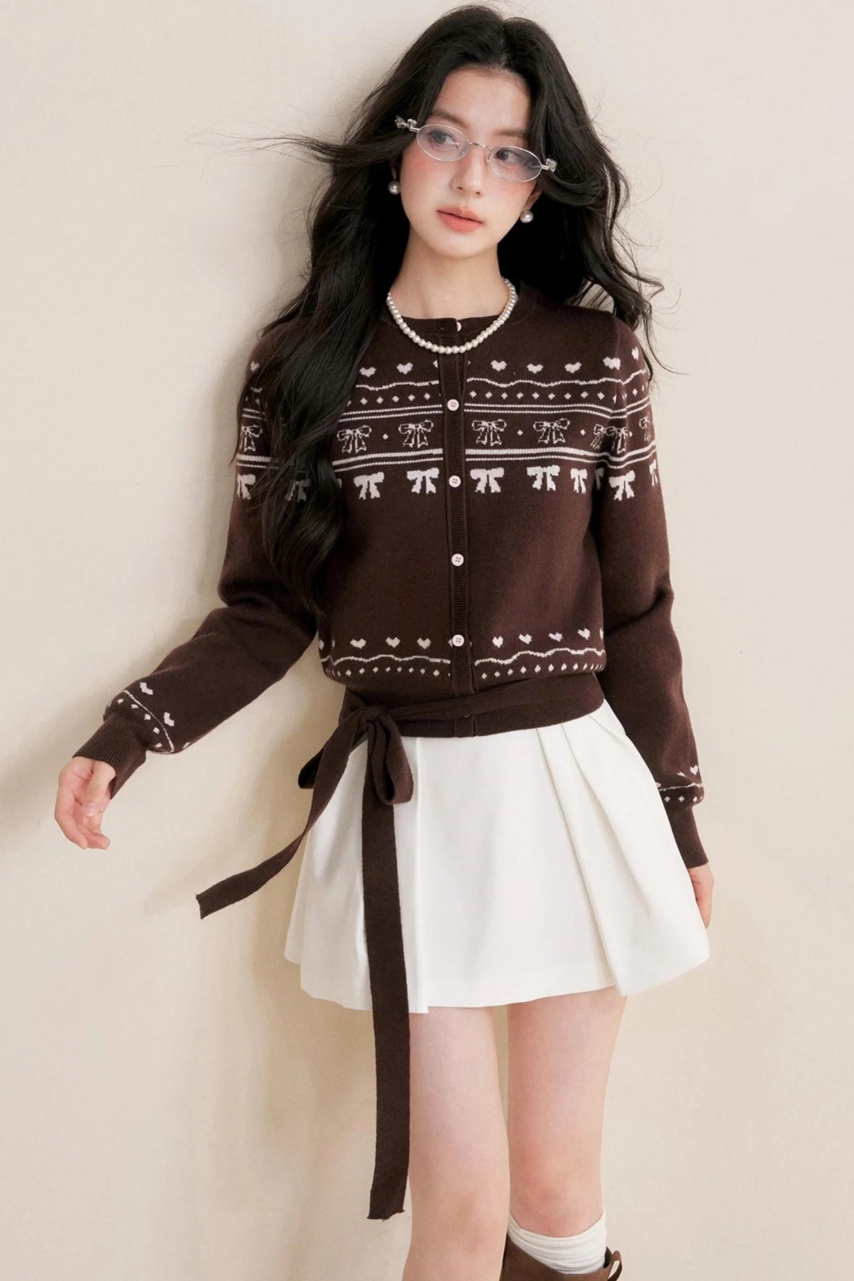 Pure Hand-Painted Jacquard Crew Neck Sweater