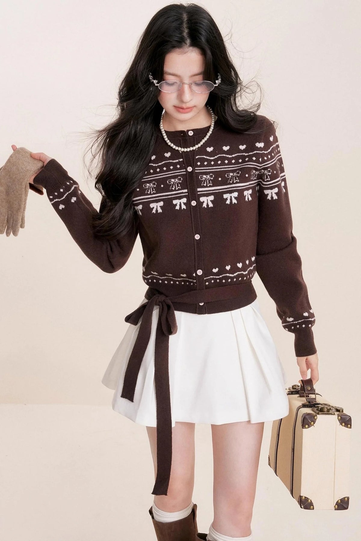 Pure Hand-Painted Jacquard Crew Neck Sweater