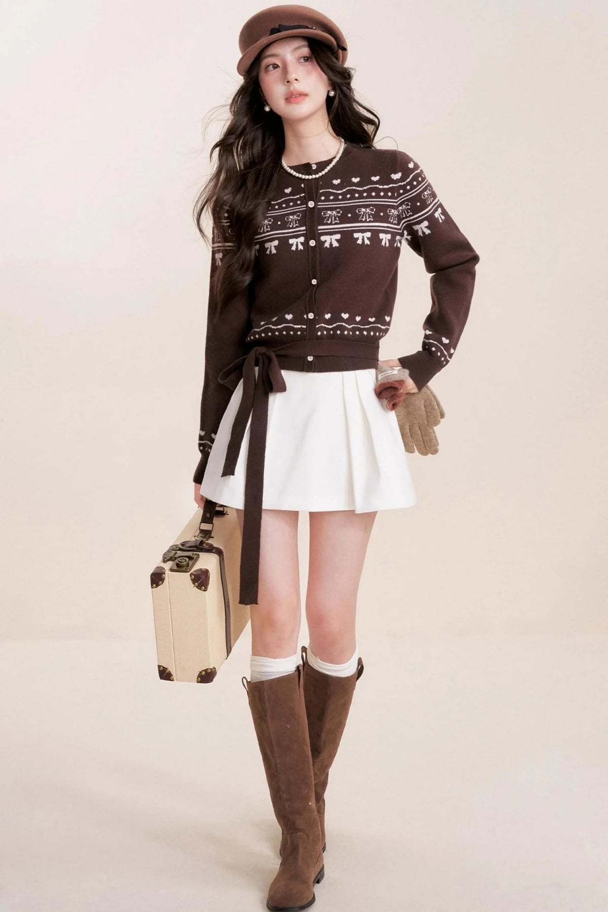 Pure Hand-Painted Jacquard Crew Neck Sweater