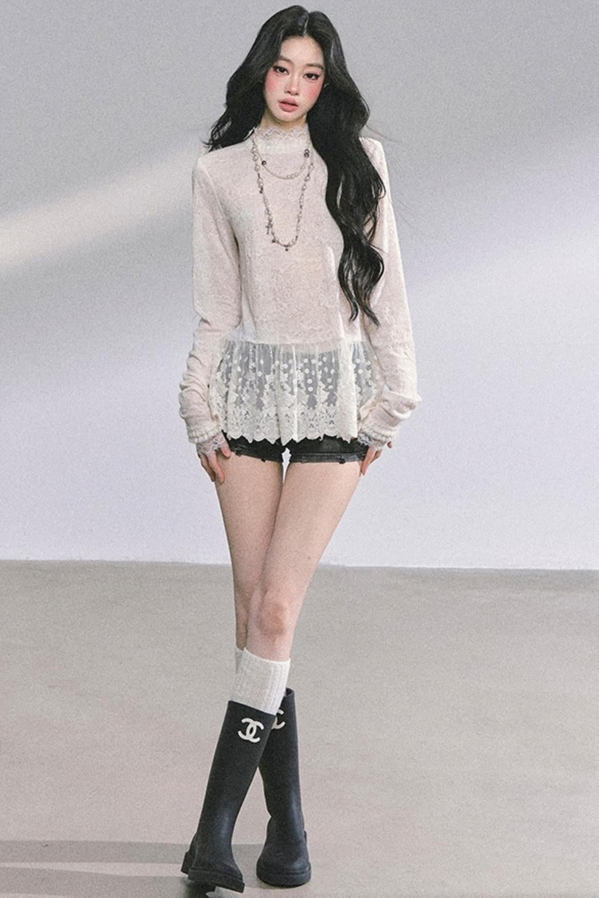 Pure Hollow Lace Top
