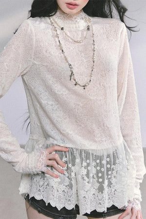 Pure Hollow Lace Top