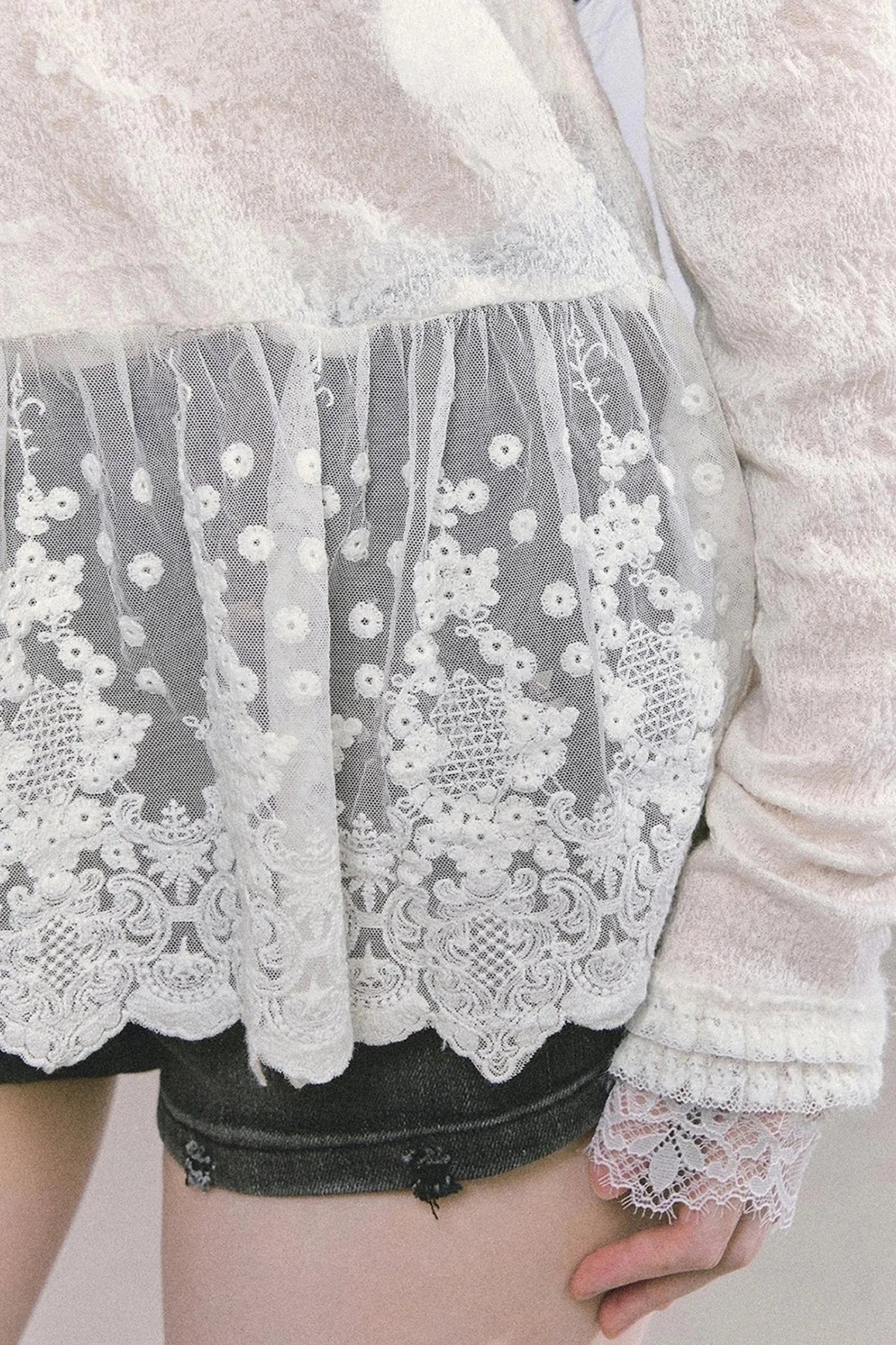 Pure Hollow Lace Top