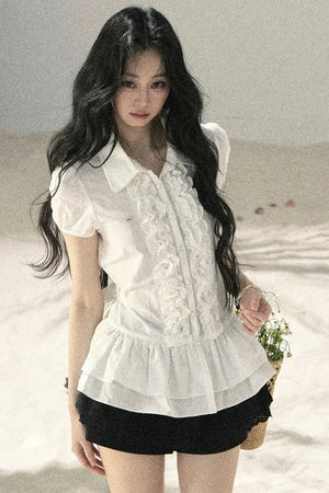 Pure White Ruffled Blouse