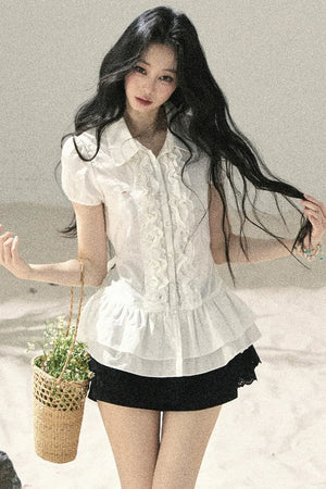 Pure White Ruffled Blouse