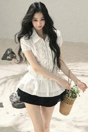 Pure White Ruffled Blouse