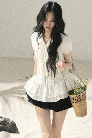 Pure White Ruffled Blouse