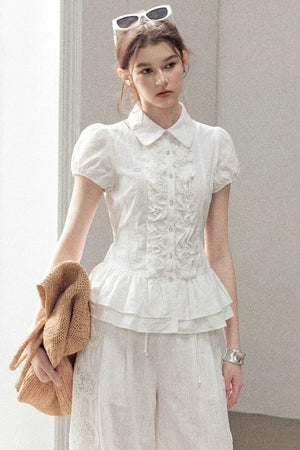 Pure White Ruffled Blouse
