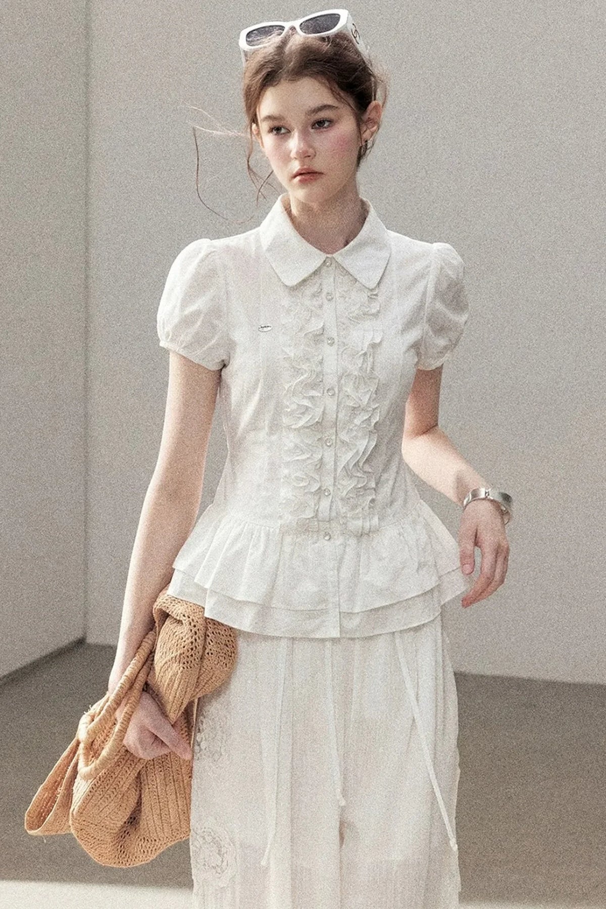 Pure White Ruffled Blouse