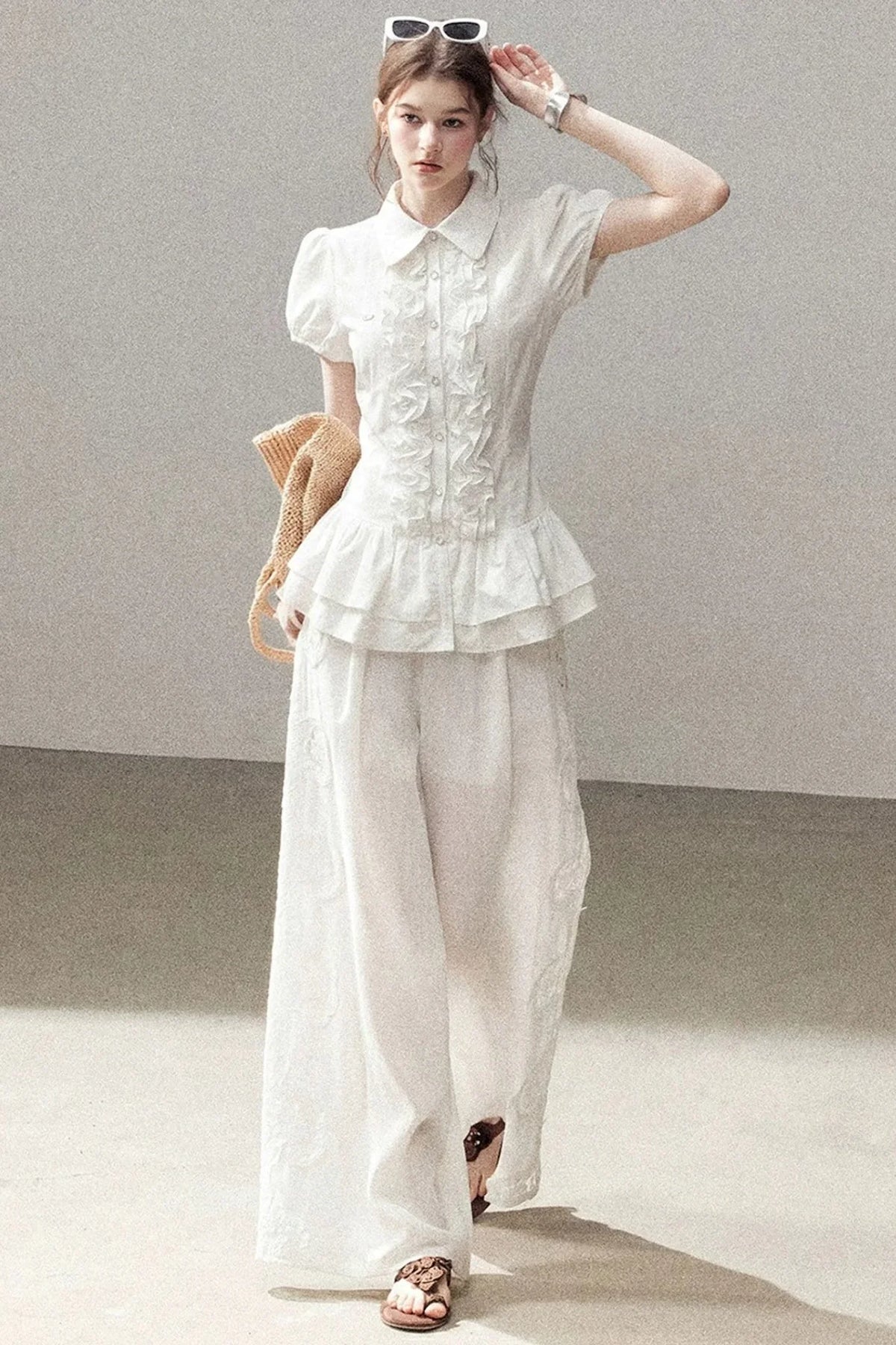 Pure White Ruffled Blouse