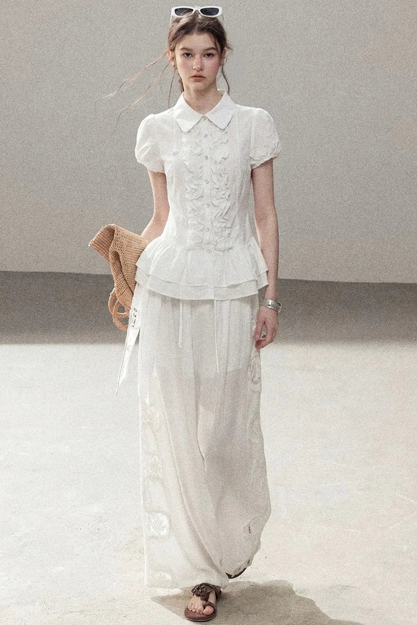 Pure White Ruffled Blouse
