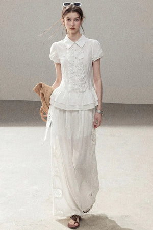 Pure White Ruffled Blouse