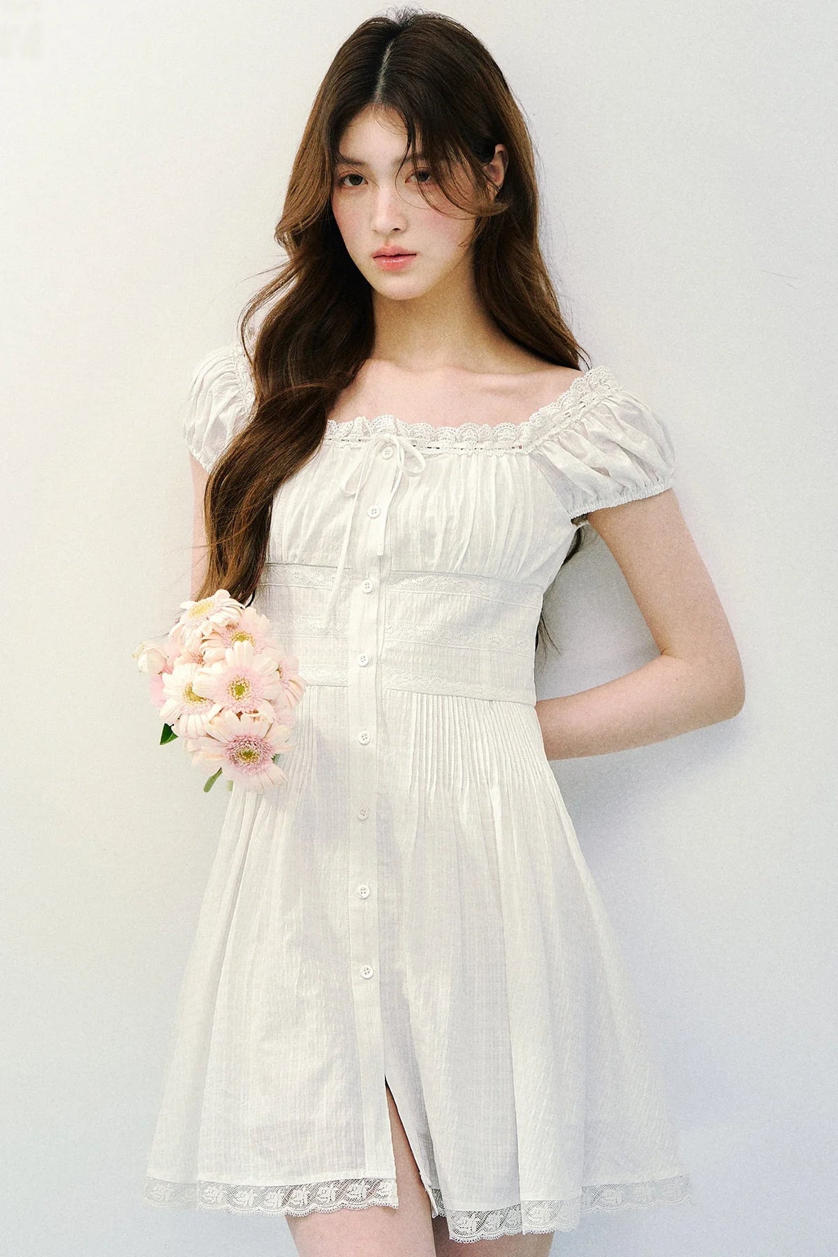 Pure White Square Neck Dress