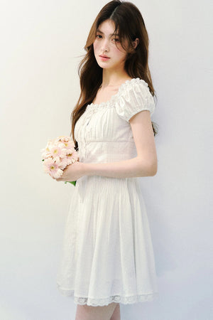 Pure White Square Neck Dress