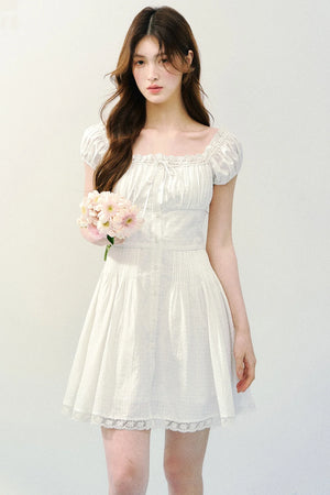 Pure White Square Neck Dress