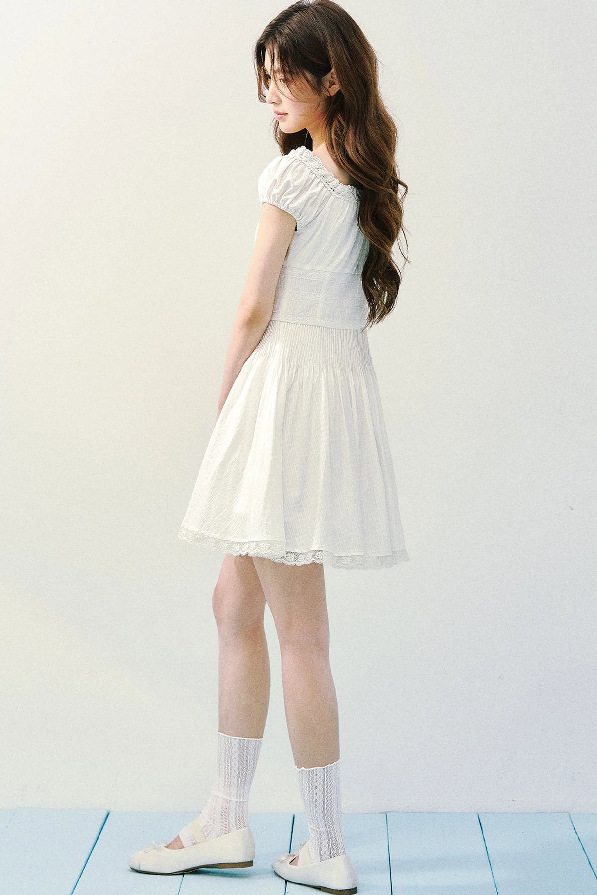 Pure White Square Neck Dress