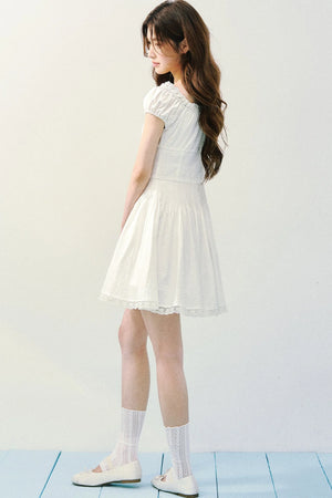 Pure White Square Neck Dress