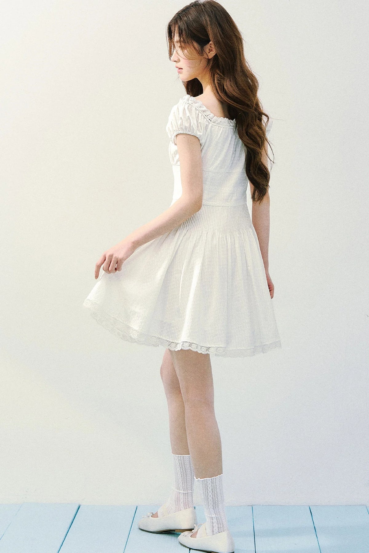 Pure White Square Neck Dress