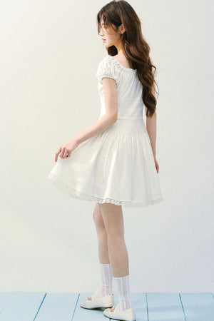 Pure White Square Neck Dress