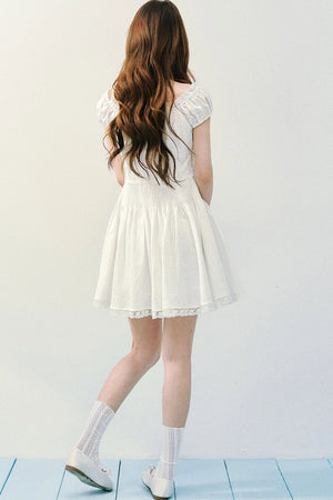Pure White Square Neck Dress