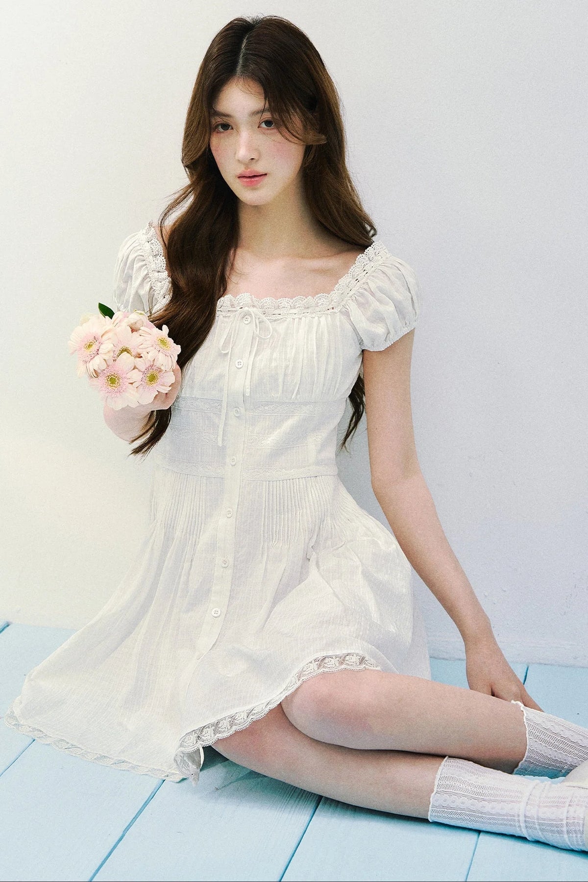 Pure White Square Neck Dress