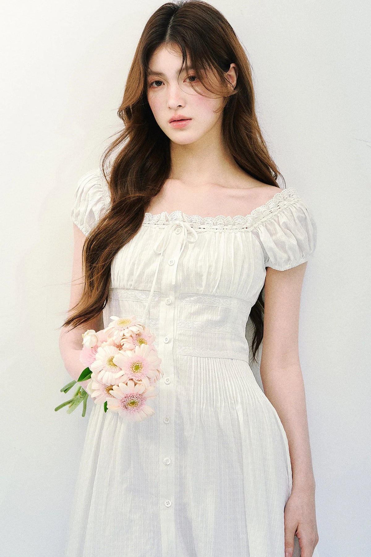 Pure White Square Neck Dress