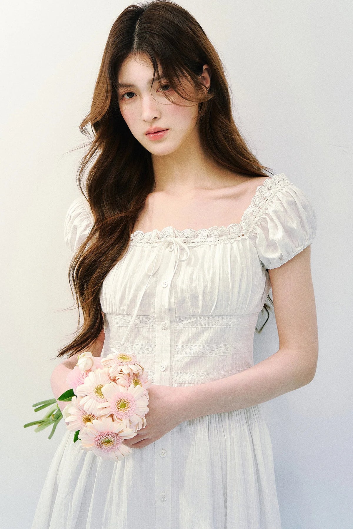 Pure White Square Neck Dress