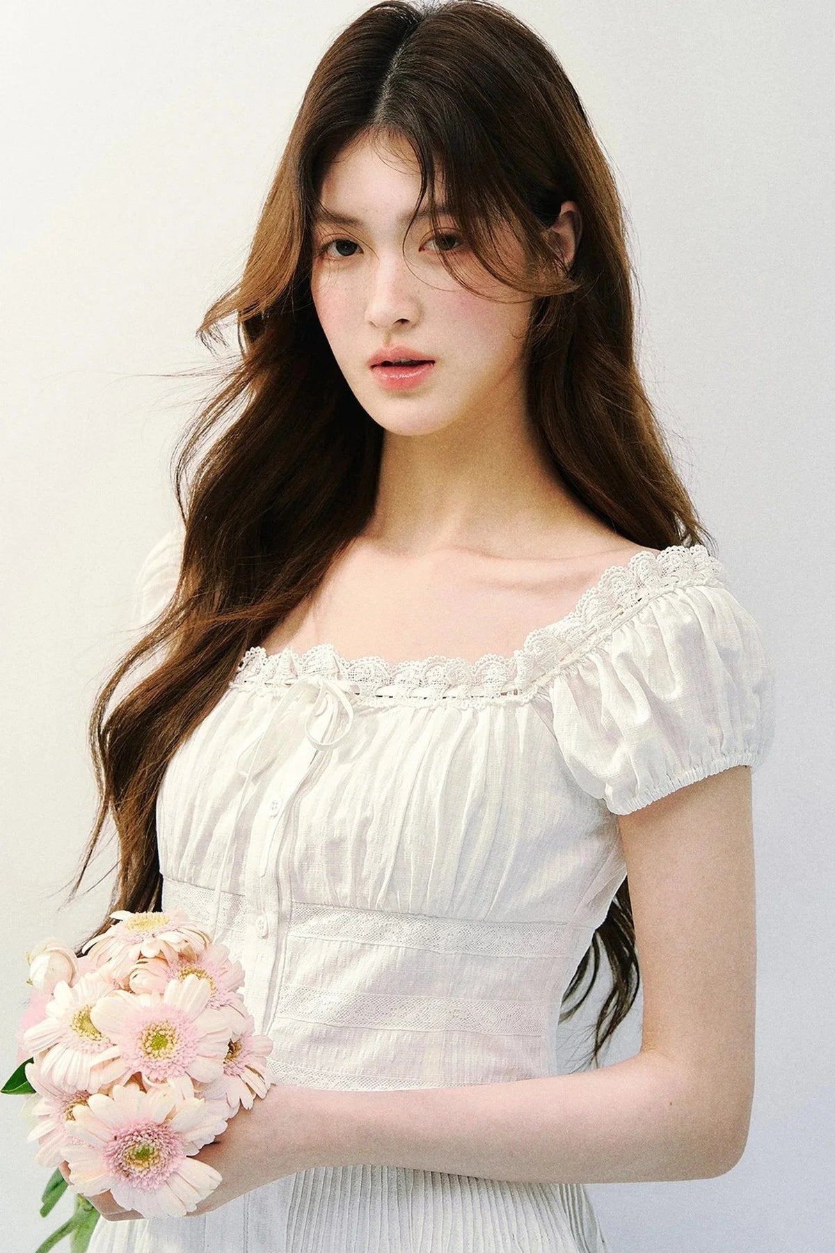 Pure White Square Neck Dress
