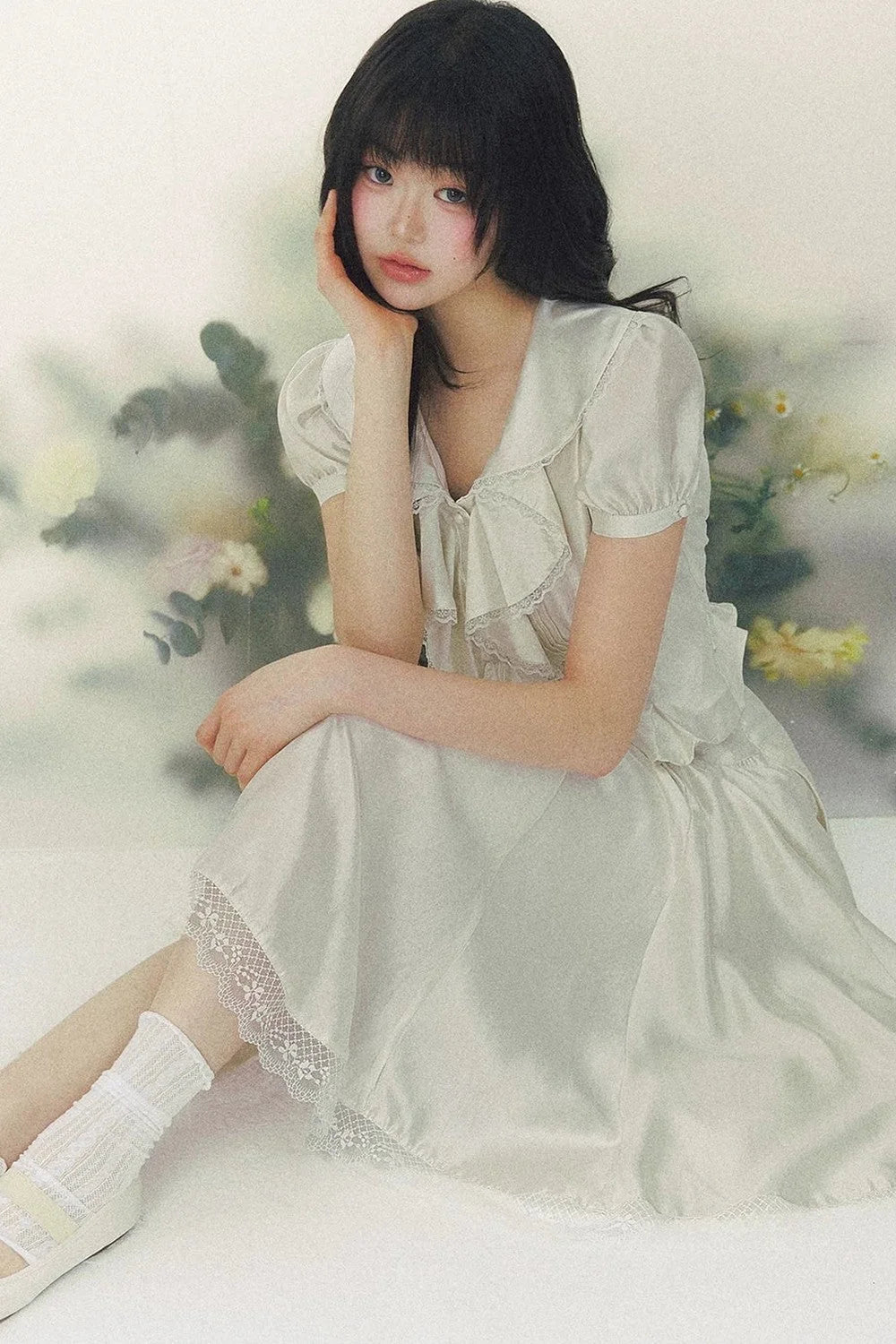Pure White Tulip Shirt Skirt Set-Up