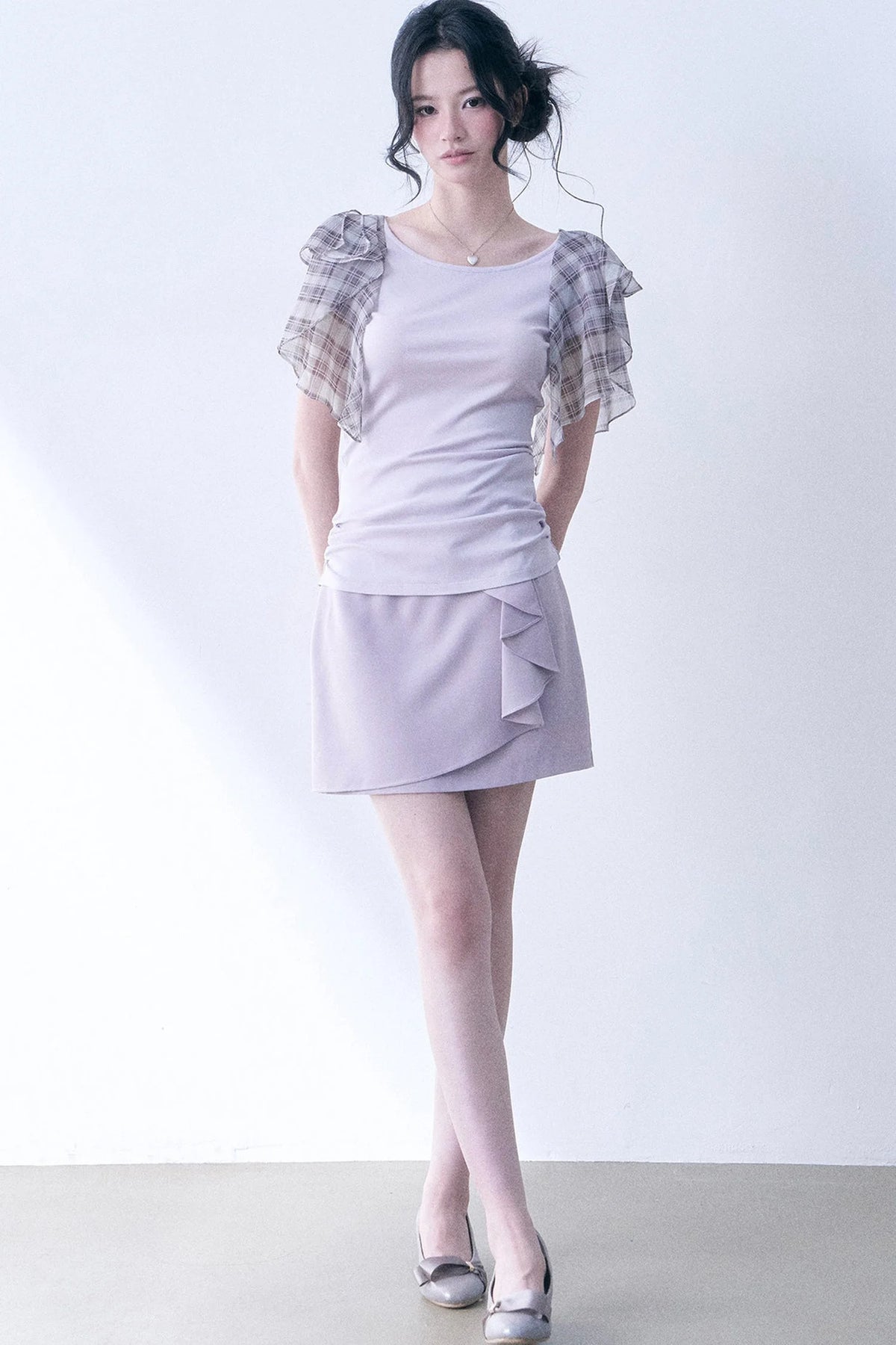 Purple Bow Ruffle Skirt