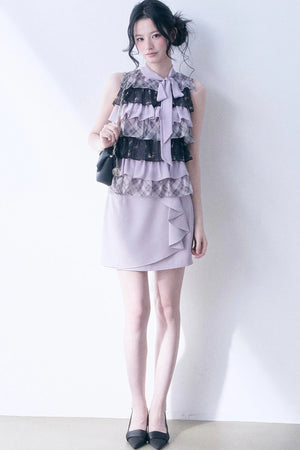 Purple Bow Ruffle Skirt