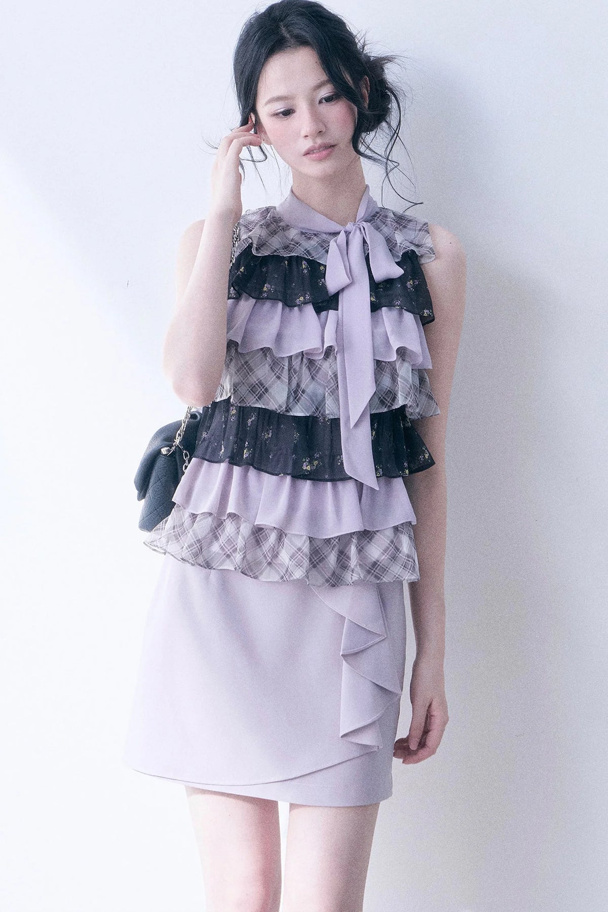 Purple Bow Ruffle Skirt