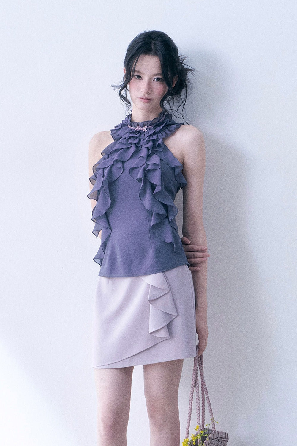 Purple Bow Ruffle Skirt