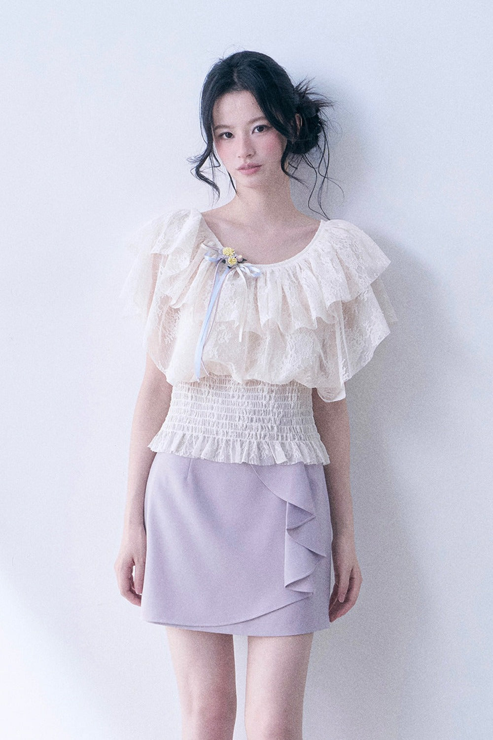 Purple Bow Ruffle Skirt