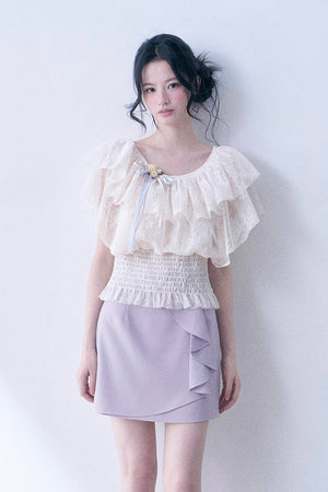 Purple Bow Ruffle Skirt
