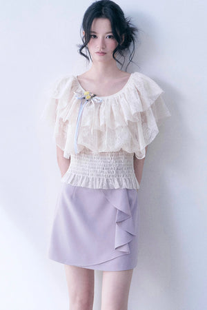 Purple Bow Ruffle Skirt