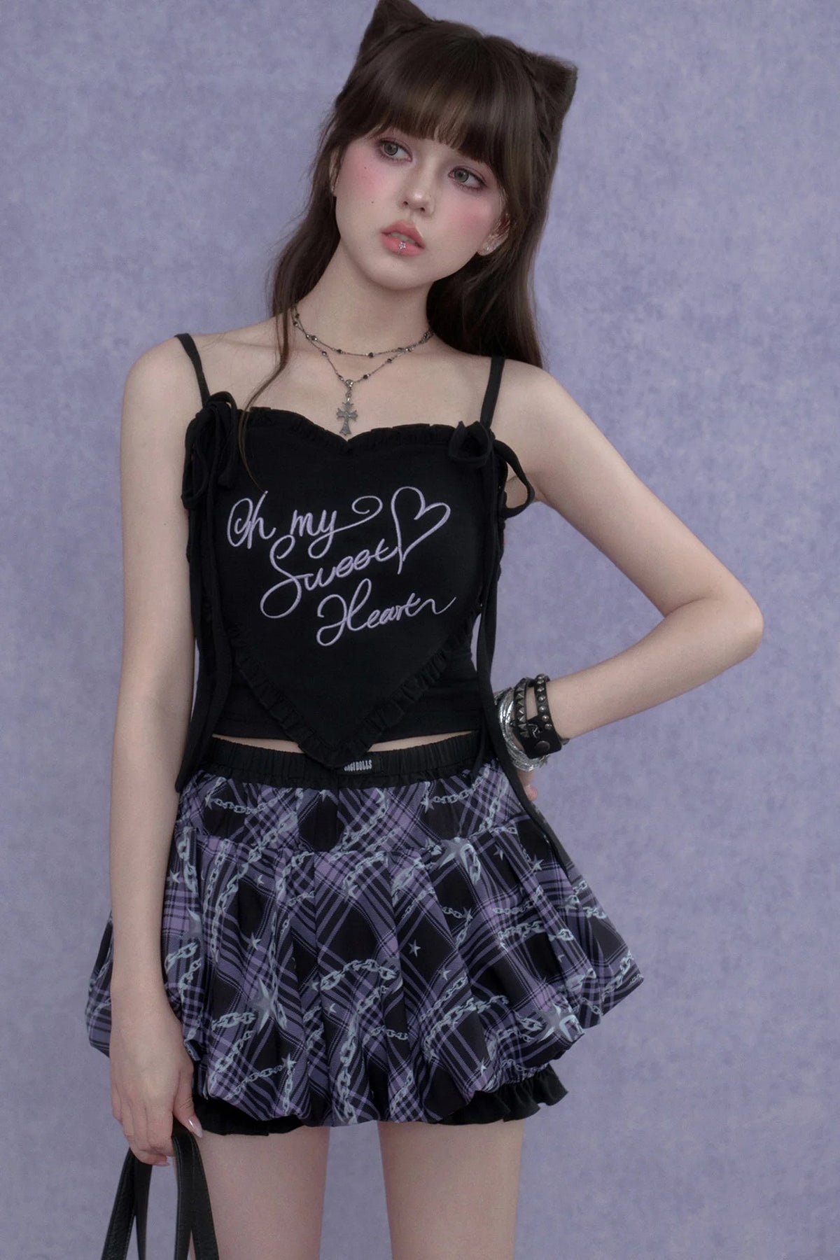 Purple Chain-Flower Bloomers Skirt
