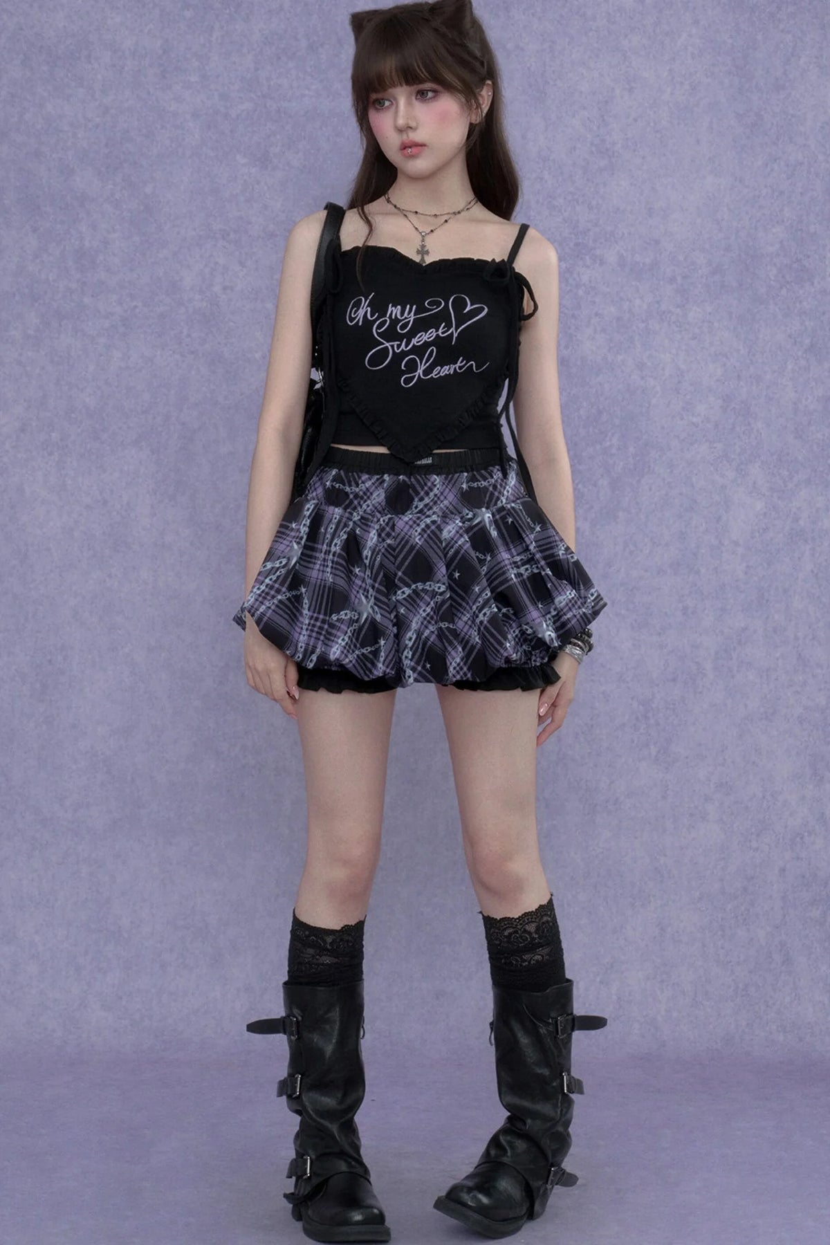 Purple Chain-Flower Bloomers Skirt
