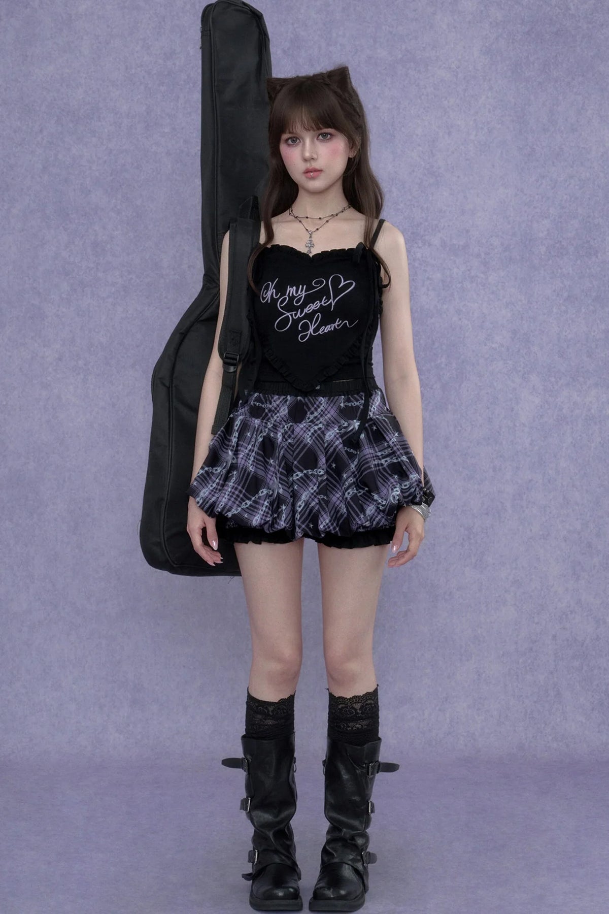Purple Chain-Flower Bloomers Skirt