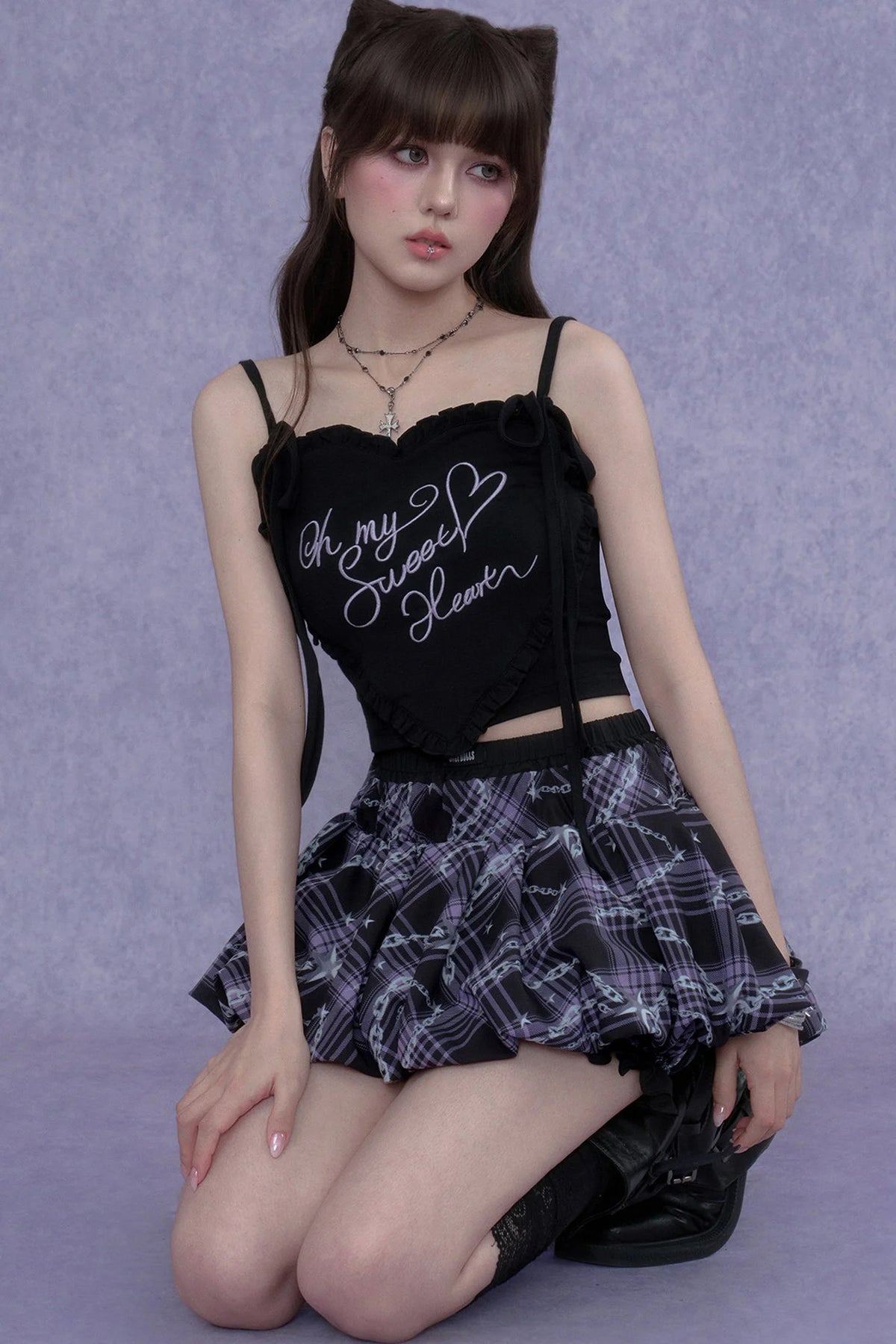 Purple Chain-Flower Bloomers Skirt