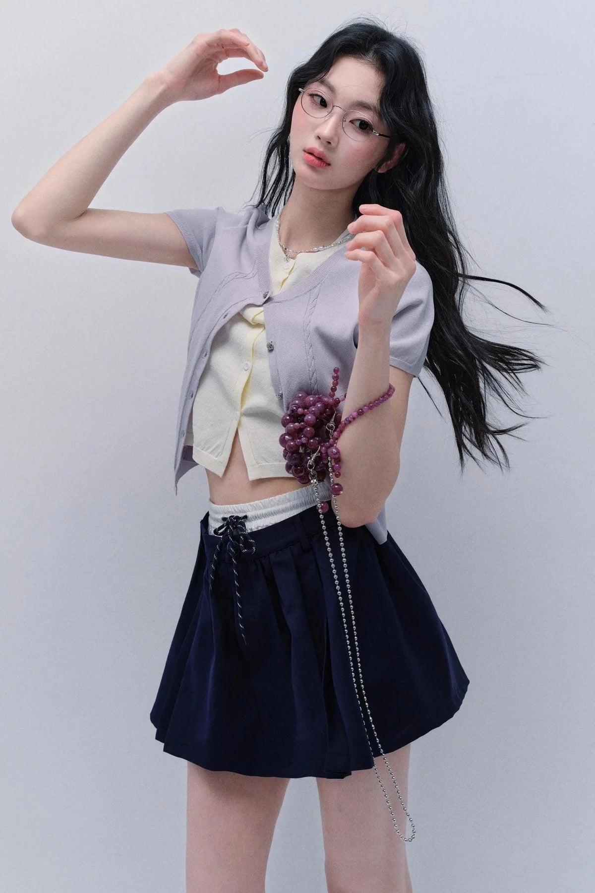 Purple Chimes Knit Cardigan Set-Up